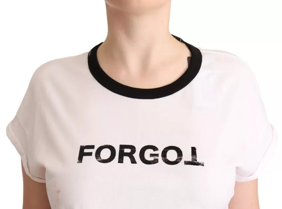 Dolce & Gabbana Weißes Forgot Print Kurzarm-Crop-T-Shirt