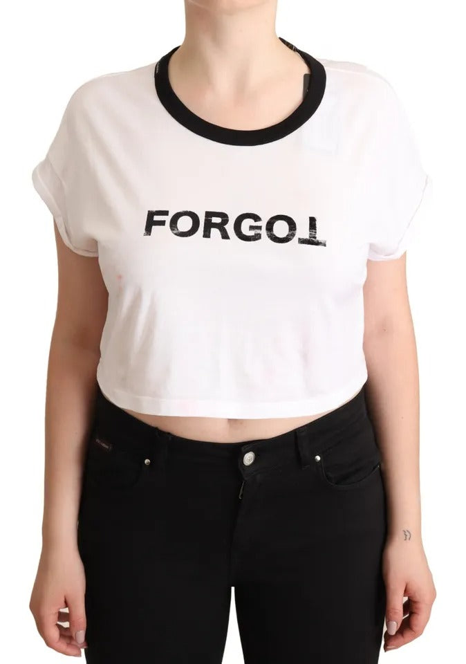 Dolce & Gabbana Weißes Forgot Print Kurzarm-Crop-T-Shirt