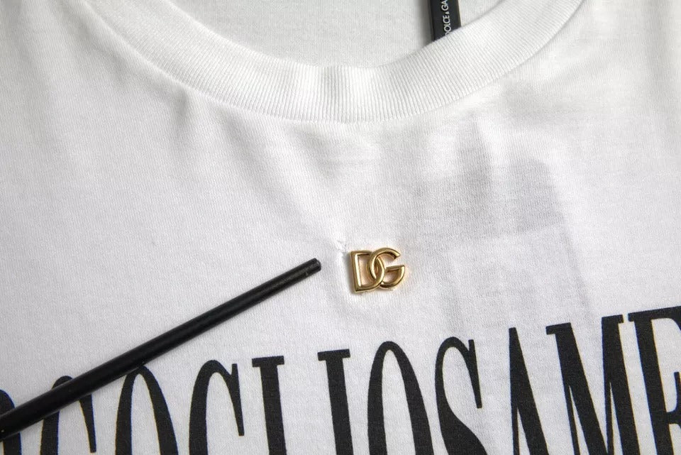 Dolce &amp; Gabbana White Logo Cotton Crew Neck Short Sleeve T-Shirt