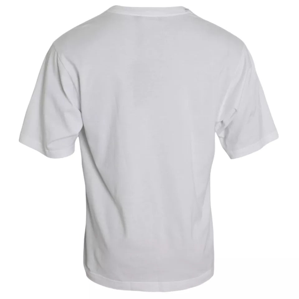 Dolce &amp; Gabbana White Logo Cotton Crew Neck Short Sleeve T-Shirt