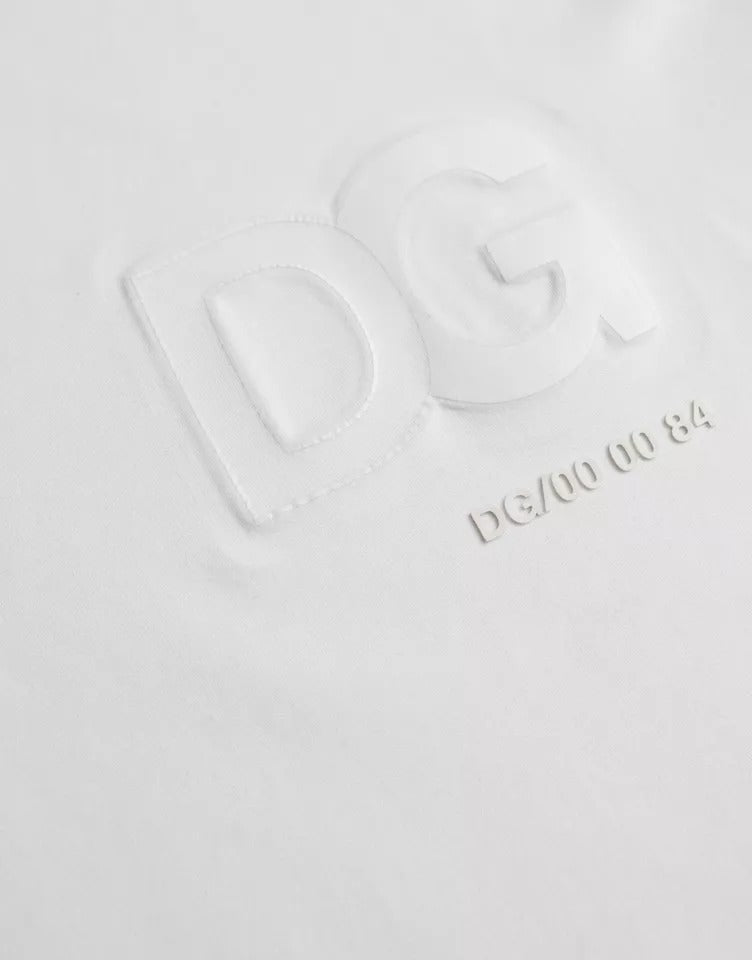 Dolce &amp; Gabbana White cotton crew neck T-shirt with embossed logo