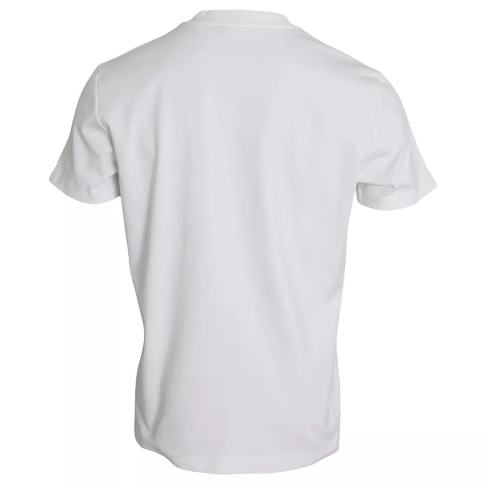 Dolce &amp; Gabbana White cotton crew neck T-shirt with embossed logo