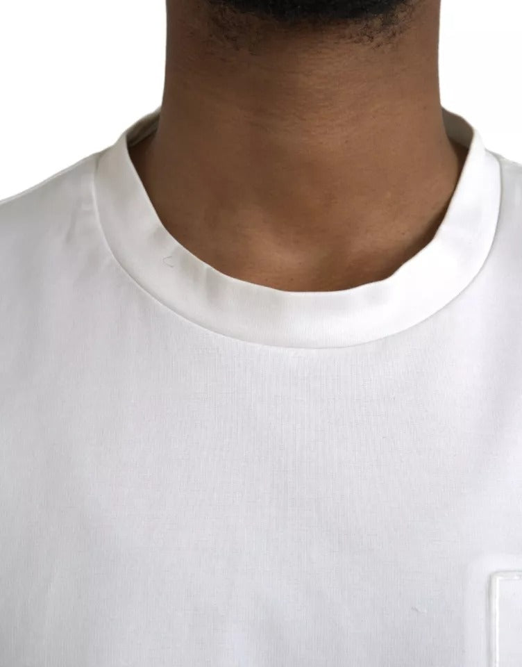 Dolce &amp; Gabbana White cotton crew neck T-shirt with embossed logo