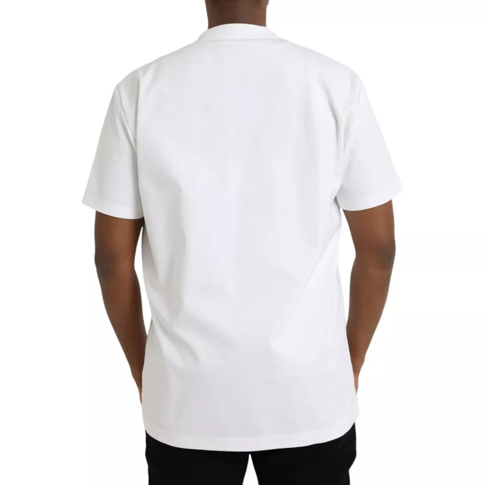 Dolce &amp; Gabbana White cotton crew neck T-shirt with embossed logo