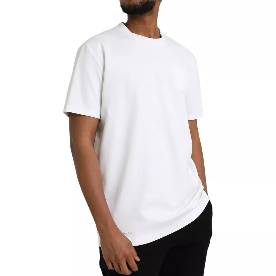 Dolce &amp; Gabbana White cotton crew neck T-shirt with embossed logo