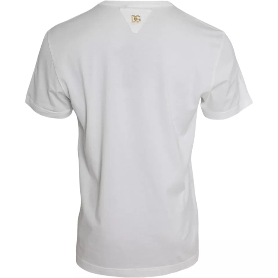 Dolce &amp; Gabbana White Logo Floral Cotton Crew Neck T-Shirt