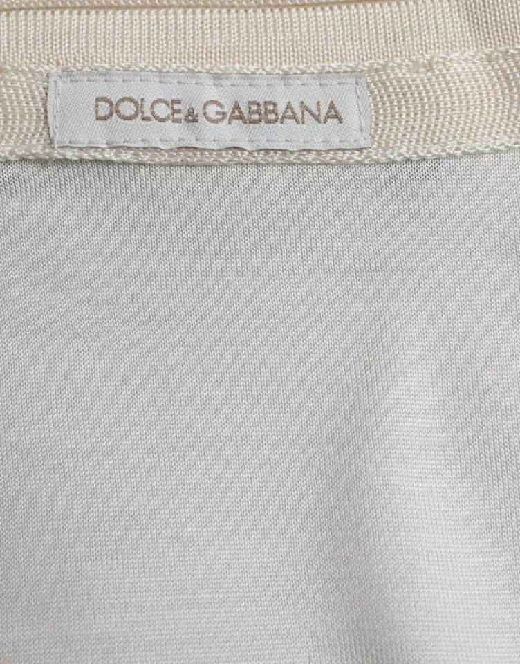 Dolce &amp; Gabbana White short silk t-shirt with button closure