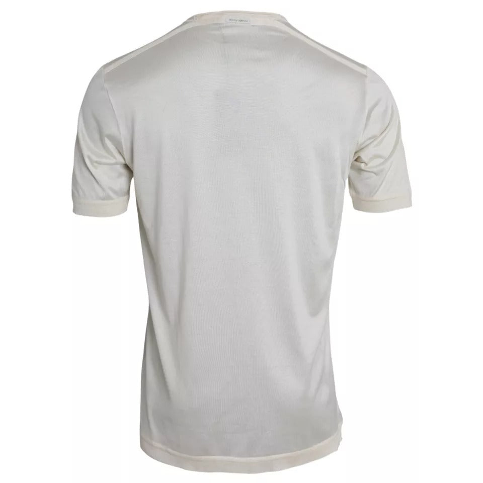 Dolce &amp; Gabbana White short silk t-shirt with button closure