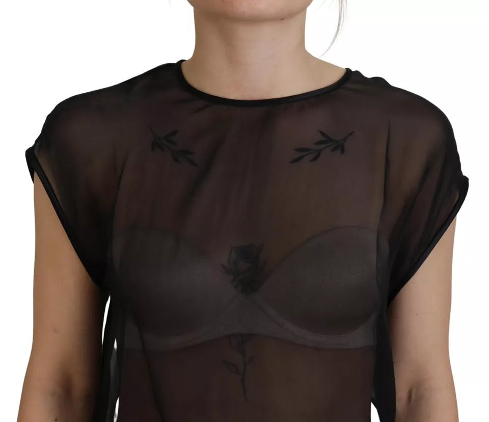 Dolce & Gabbana Schwarze Mesh-Transparent-Bluse Pullover-Top