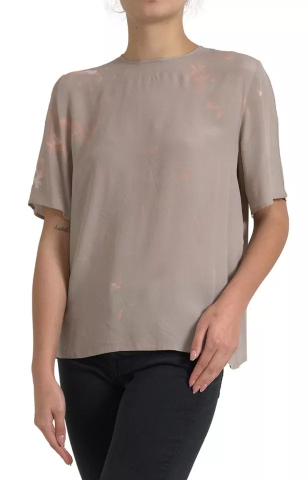 Dolce &amp; Gabbana Brown Round Neck Short Sleeve Blouse Top