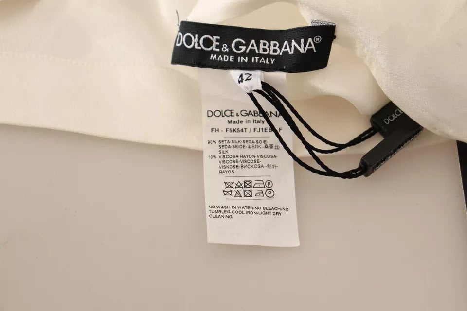 Dolce &amp; Gabbana valkoinen pusero Ascot kauluspaita silkkinappi alas