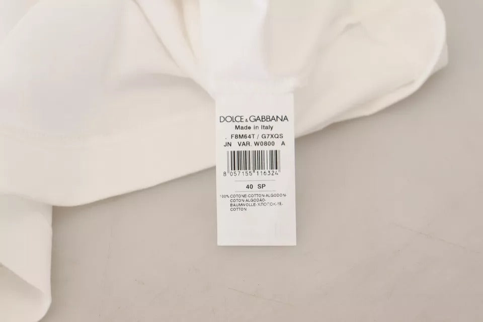 Dolce & Gabbana Weiß gestreiftes Pullover-Top mit kurzen Ärmeln