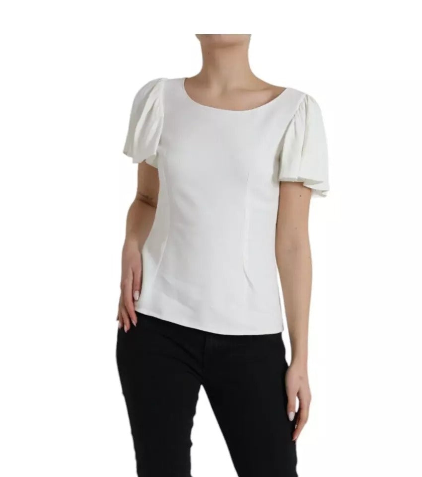 Dolce &amp; Gabbana White Viscose Round Neck Short Sleeve Top