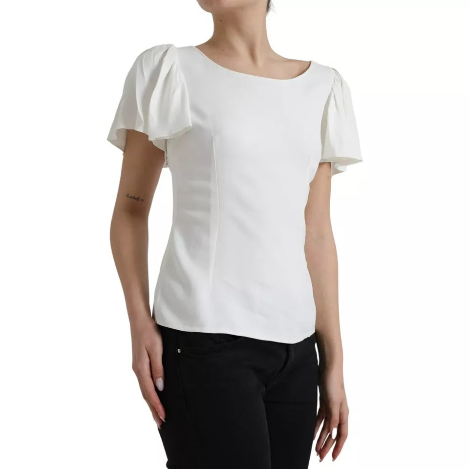 Dolce &amp; Gabbana White Viscose Round Neck Short Sleeve Top