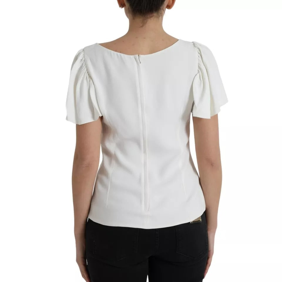 Dolce &amp; Gabbana White Viscose Round Neck Short Sleeve Top