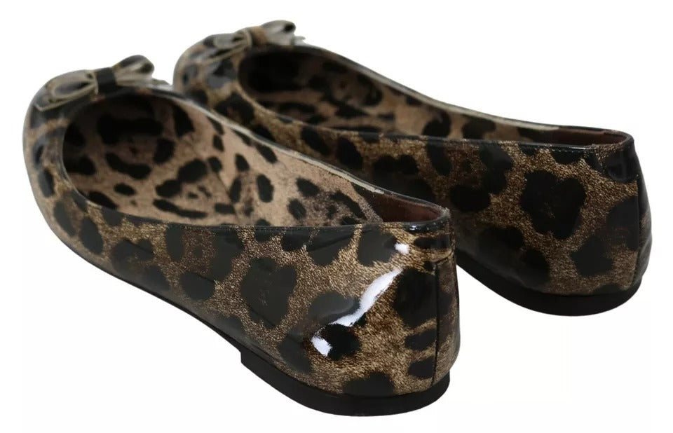 Dolce & Gabbana Braun Leopard Ballerina Flats Lederschuhe