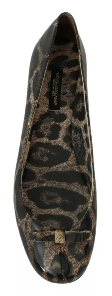 Dolce & Gabbana Braun Leopard Ballerina Flats Lederschuhe