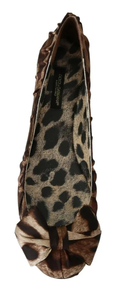 Dolce & Gabbana Braun Leopard Seide Ballerina Flats Schuhe