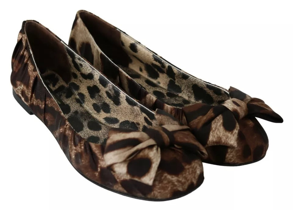 Dolce & Gabbana Braun Leopard Seide Ballerina Flats Schuhe