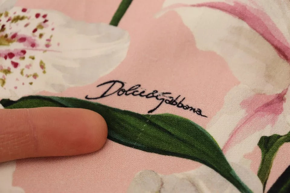 Dolce & Gabbana Pink Lily Viskose Etuikleid Knielang