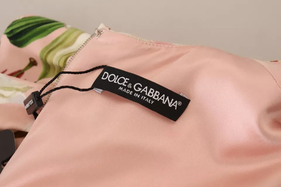 Dolce & Gabbana Pink Lily Viskose Etuikleid Knielang