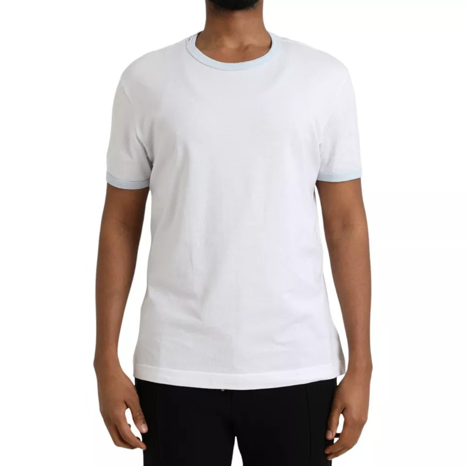 Dolce &amp; Gabbana White cotton round neck short sleeve t-shirt