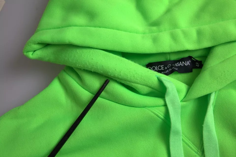 Dolce &amp; Gabbana Neon Green Logo -hupullinen villapaita