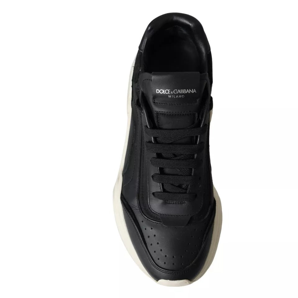 Dolce & Gabbana Schwarz Leder DAYMASTER Herren Turnschuhe Schuhe