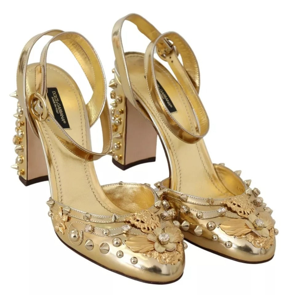 Dolce &amp; Gabbana Gold Studded Vally Slingback -sandaalikengät