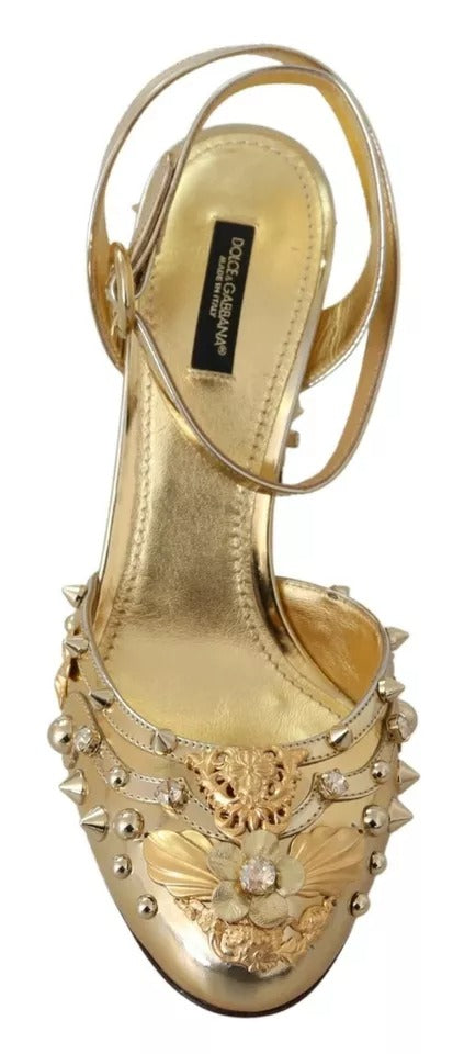 Dolce &amp; Gabbana Gold Studded Vally Slingback -sandaalikengät