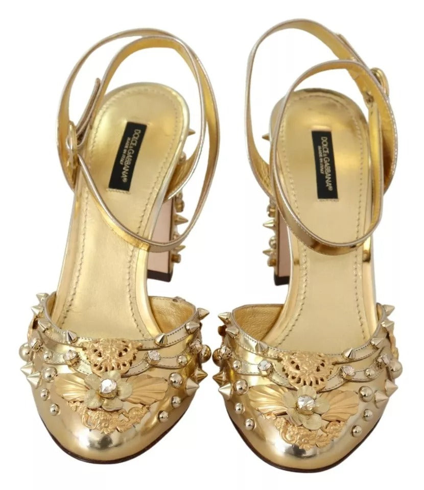 Dolce &amp; Gabbana Gold Studded Vally Slingback -sandaalikengät