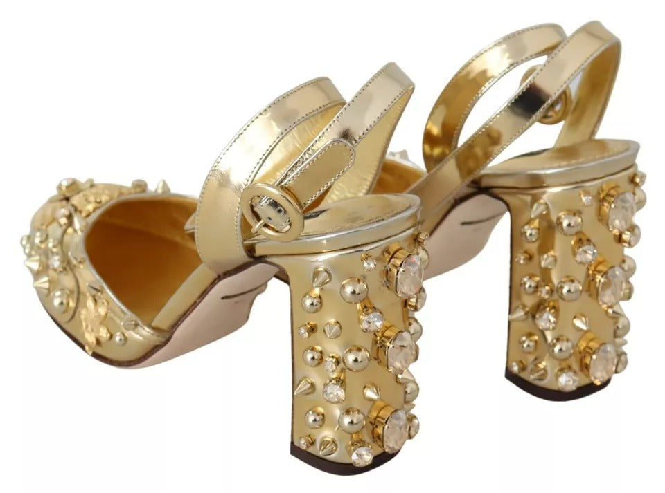 Dolce &amp; Gabbana Gold Studded Vally Slingback -sandaalikengät