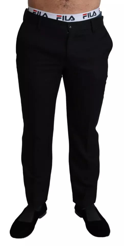 Dolce &amp; Gabbana Black Cotton Stretch Dress Formal Pants