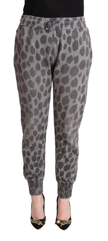 Dolce &amp; Gabbana Grey Leopard Print Sweatpants