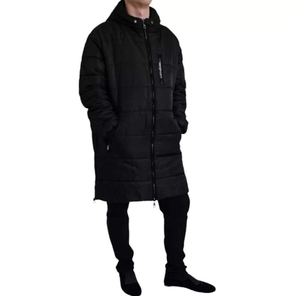 Dolce &amp; Gabbana Black Nylon Parka Coat with Hood Winter Jacket