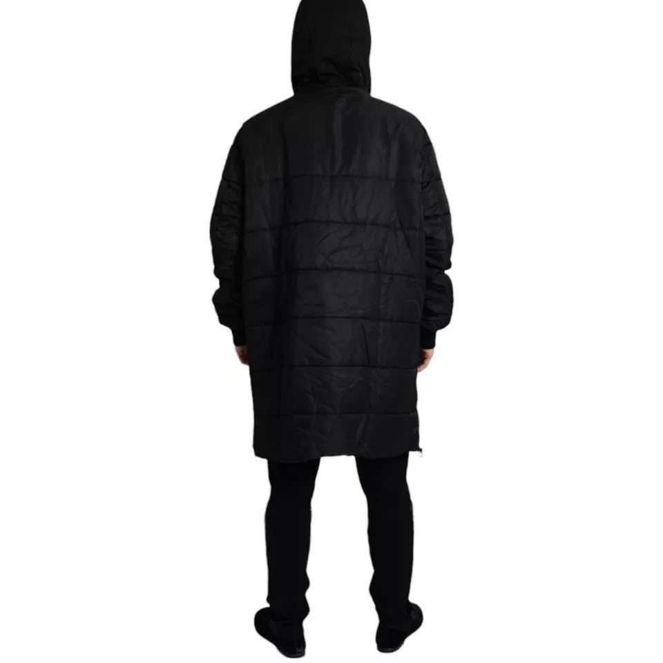 Dolce &amp; Gabbana Black Nylon Parka Coat with Hood Winter Jacket