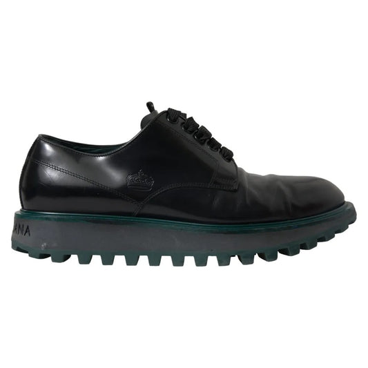 Dolce &amp; Gabbana Black Leather Derby -kengät juhlallisiin tilaisuuksiin