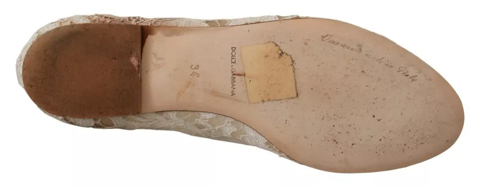 Dolce &amp; Gabbana Beige Pitsi Crystal Ballet Flats Loafers Kengät