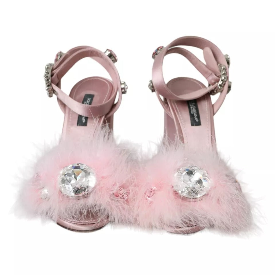 Dolce &amp; Gabbana Pink Türkiye Feather Crystal Sandals -kengät