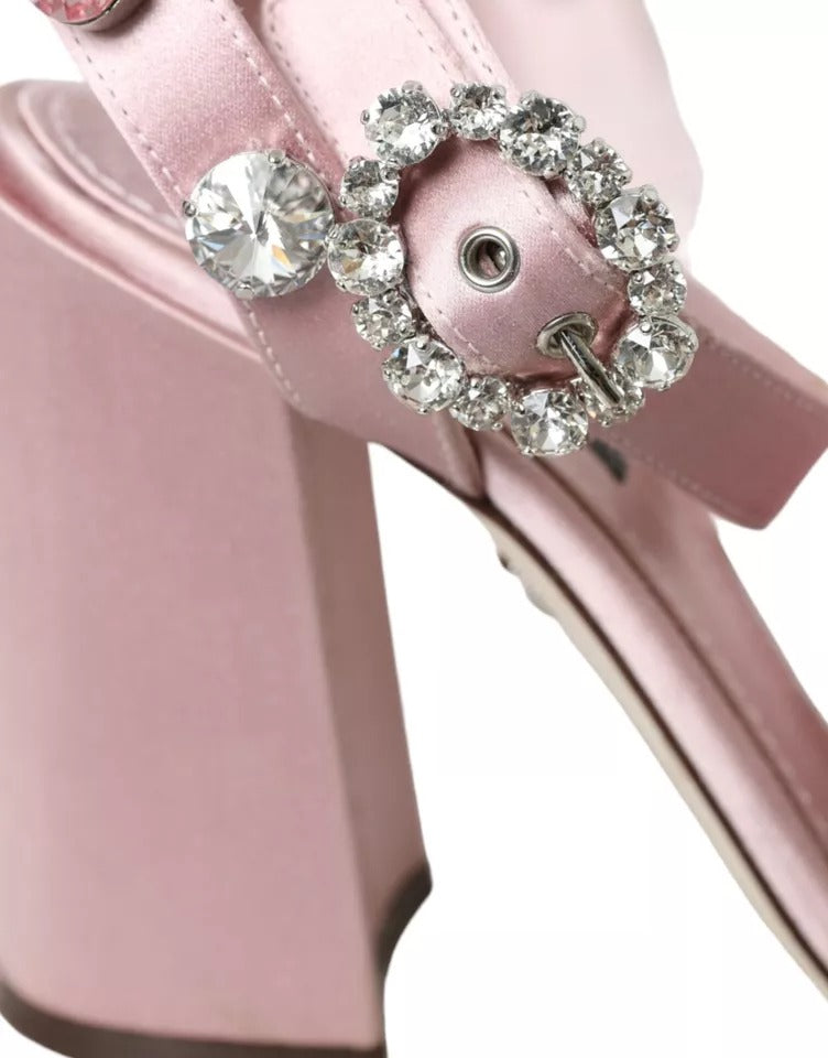 Dolce &amp; Gabbana Pink Türkiye Feather Crystal Sandals -kengät