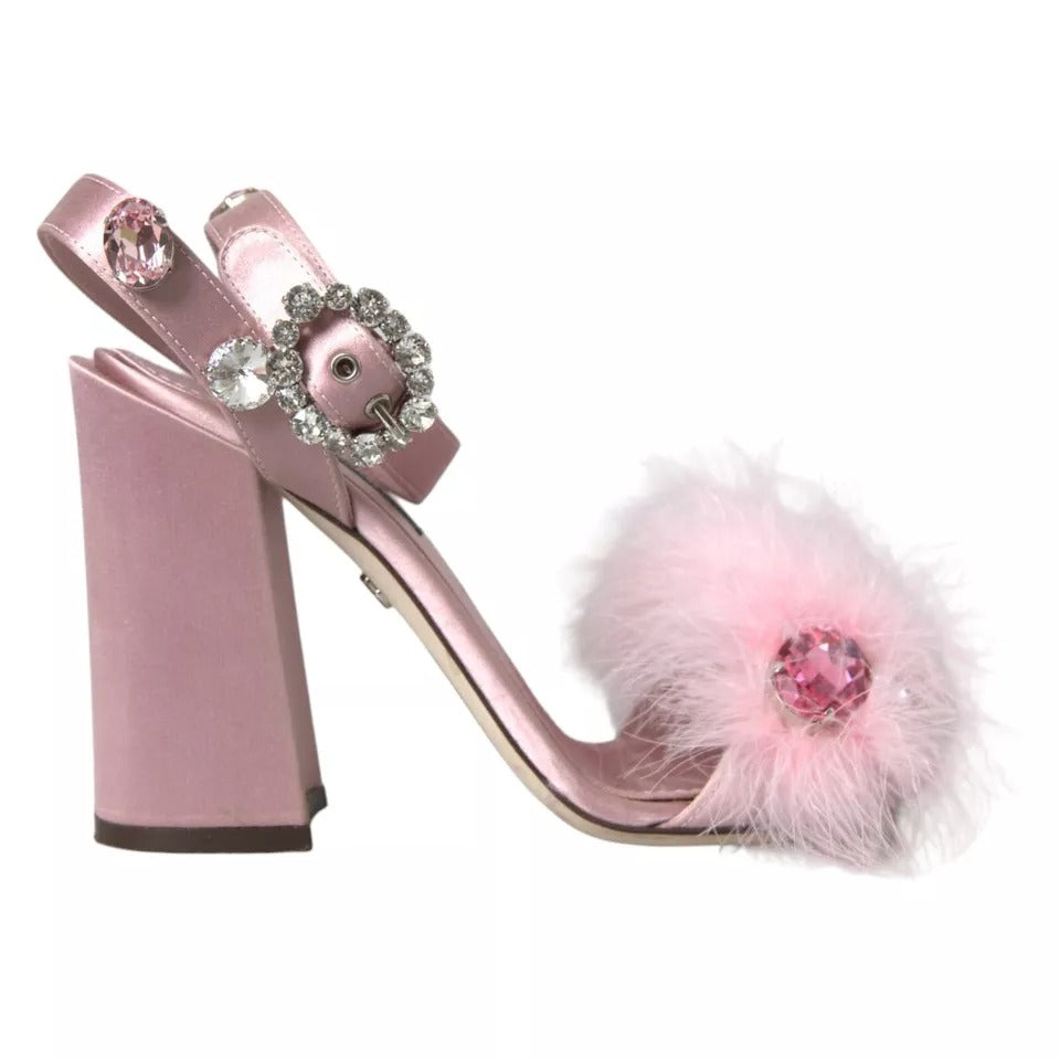 Dolce &amp; Gabbana Pink Türkiye Feather Crystal Sandals -kengät