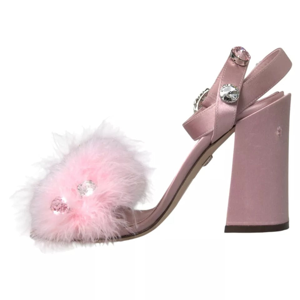 Dolce &amp; Gabbana Pink Türkiye Feather Crystal Sandals -kengät