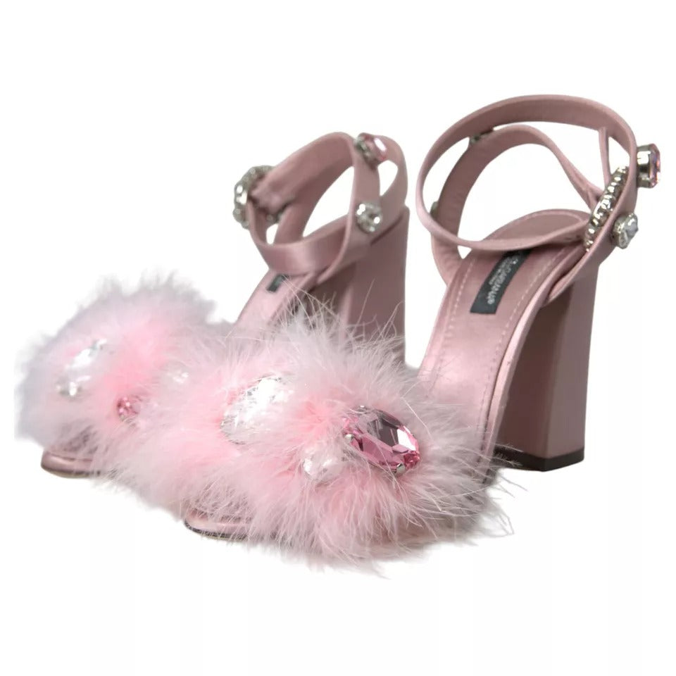 Dolce &amp; Gabbana Pink Türkiye Feather Crystal Sandals -kengät