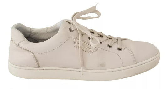 Dolce &amp; Gabbana White Casual Leather Logo Miesten tennarit kengät