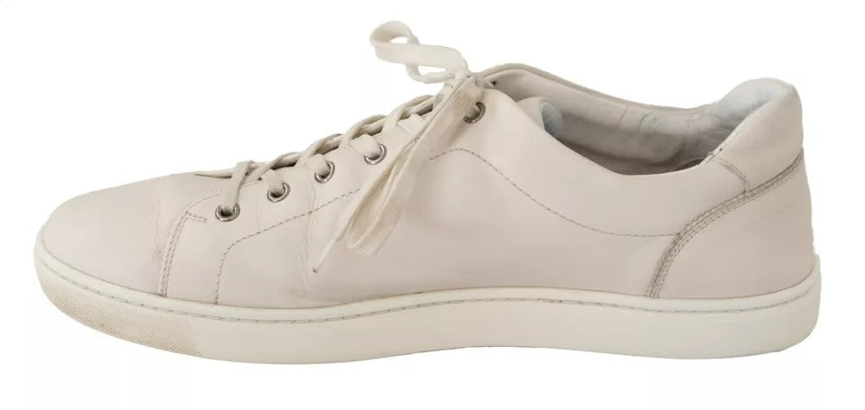 Dolce &amp; Gabbana White Casual Leather Logo Miesten tennarit kengät