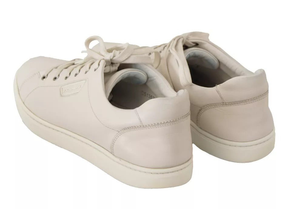 Dolce &amp; Gabbana White Casual Leather Logo Miesten tennarit kengät