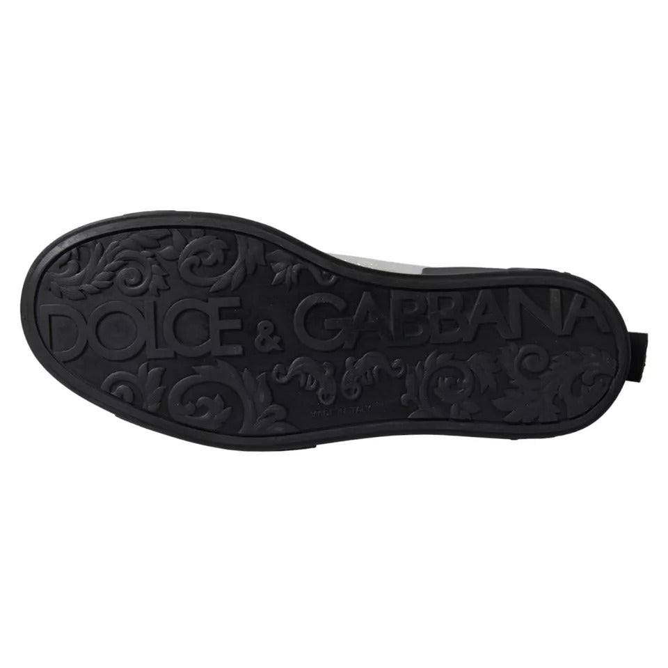 Dolce &amp; Gabbana Black Silver Logo Mid Top Men Sneakers Shoes