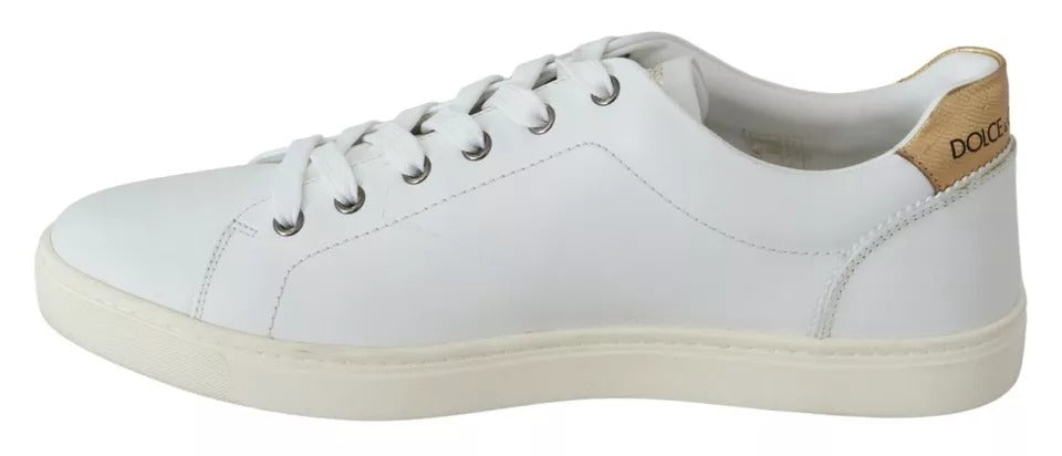 Dolce &amp; Gabbana White Leather Heart Low Top Sneakers Miesten kengät