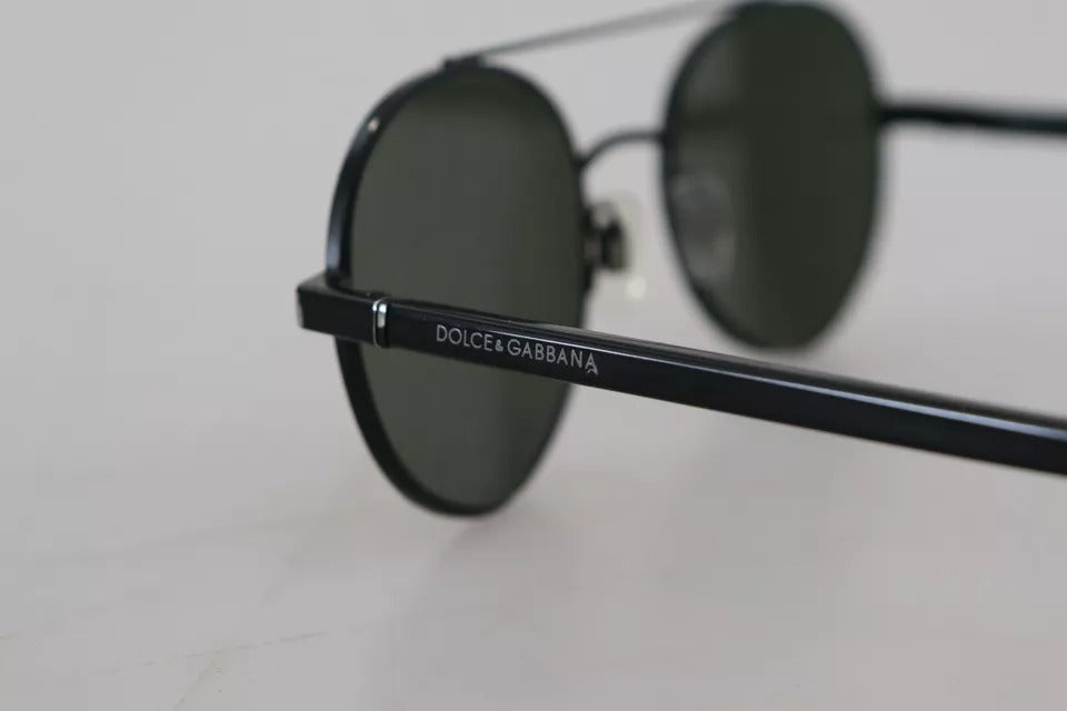 Dolce &amp; Gabbana Matte Black Steel Frame with Green Lenses DG2245 Sunglasses