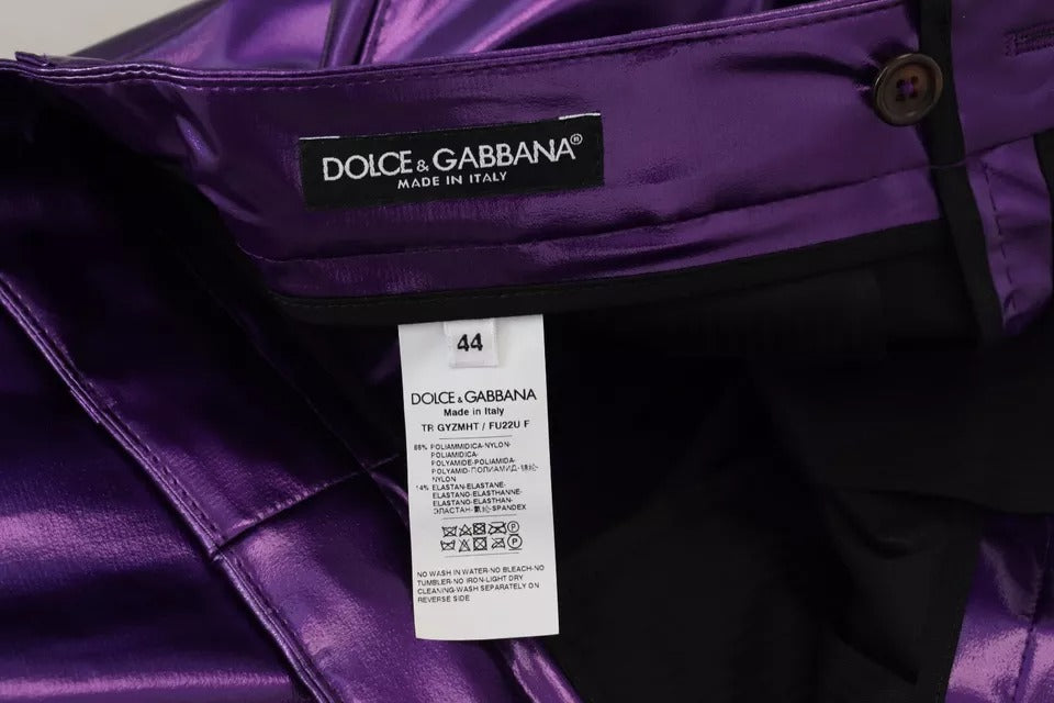 Dolce &amp; Gabbana Purple Shiny Men's Casual Pants